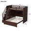 Lit superposé simple au-dessus de double avec escalier de rangement, garde-robe, USB et lit léger, blanc-127915150