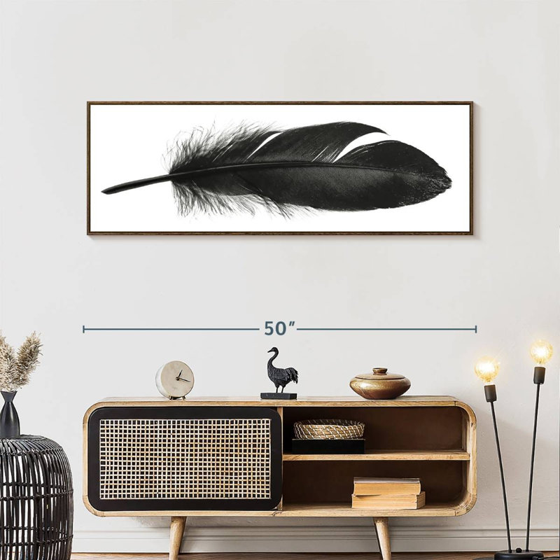 Dark Feather, 49" X 17", Floating Frame Walnut