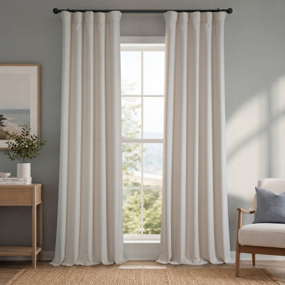 Ottis Faux Linen Room Darkening Curtain Panel