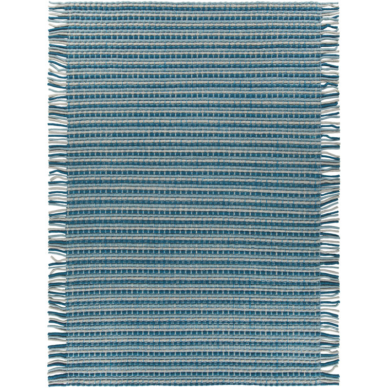Tapis bleu/gris tissé à la main Seffner