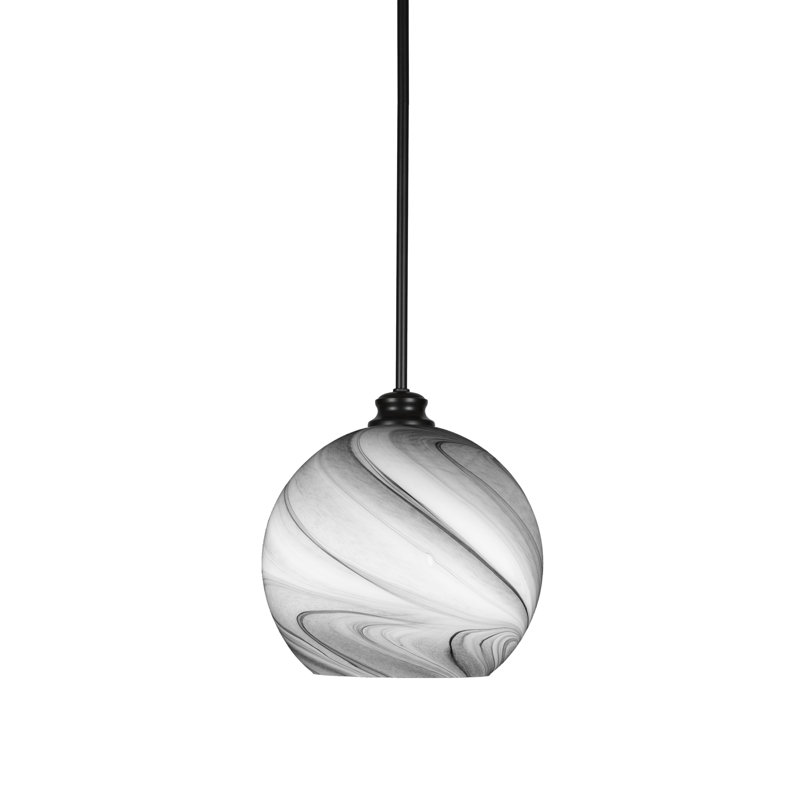 Kimbro 1-Light Stem Hung Pendant, Matte Black, 10.75" H x 11.75" W x 11.75" D