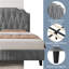 Upholstered Bed Frame with with Diamond Button-Tufted Headboard-332416920-333022945