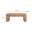 Table basse de 47,51 po en bois massif et rectangulaire avec relief géométrique 3D rustique, pour des espaces de vie décontractés, des pieds faciles à nettoyer et inspirés du relief, une installation simple