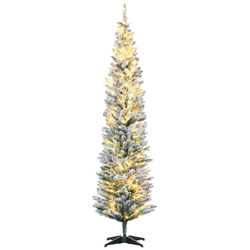 Grand sapin de Noël artificiel pré-éclairé avec lumières DEL blanches chaudes et pointes, pour décoration de Noël, vert, 7'