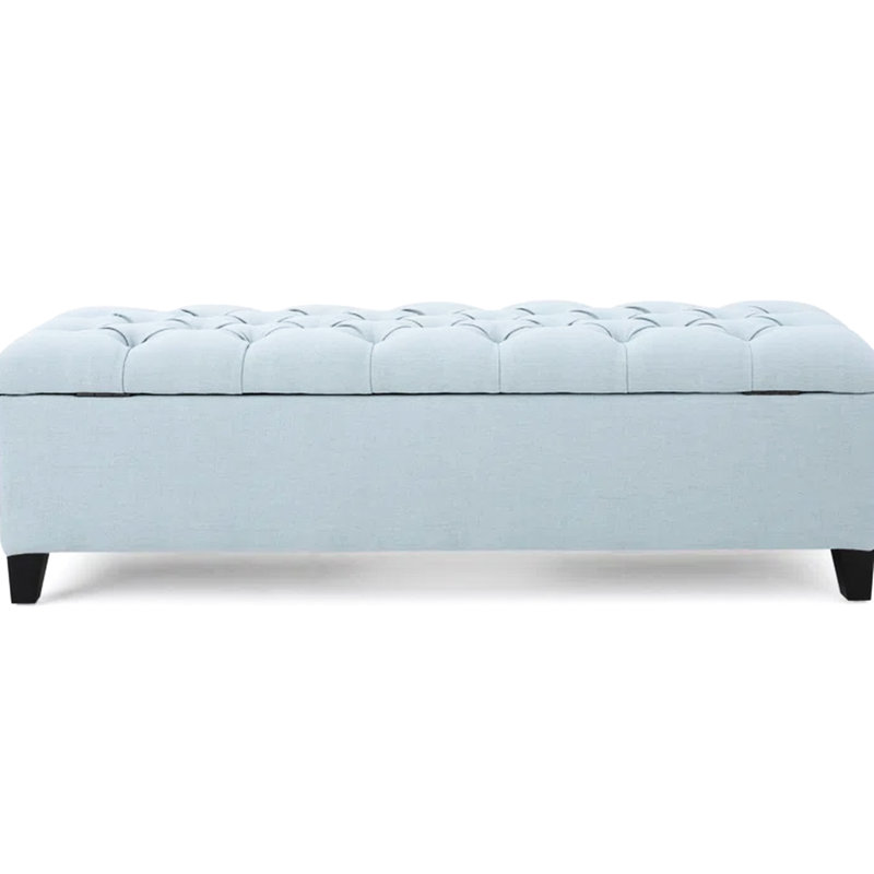 Contemporary For Foyer - Blue Fabric, Storage, 51"W X 17.5"D 17"H Modern Storage In Fabric Diamond Stitch, Home, Blue