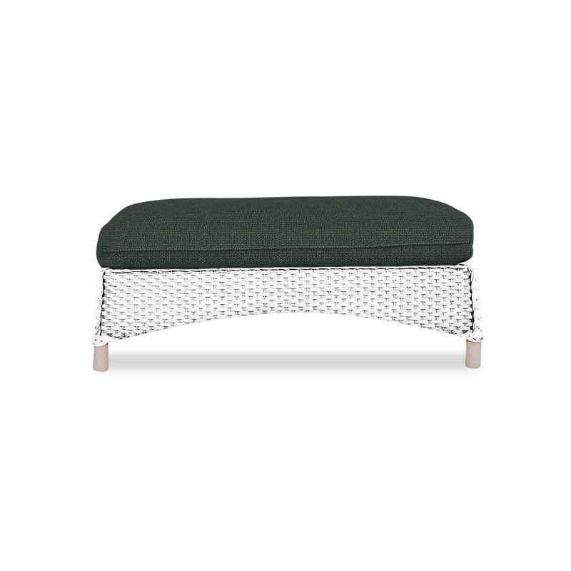 Mandalay Outdoor Ottoman, White, Rollo Linen