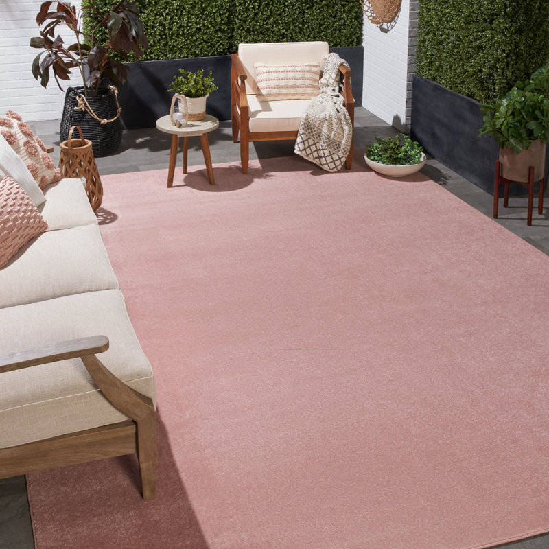 Tapis intérieur / extérieur rose Mullican Sandy, Rectangle 9 pi x 12 pi