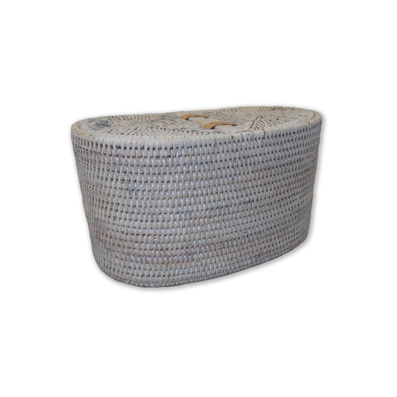 Couvre-boîte à mouchoirs en rotin Esmeray, Blanc délavé