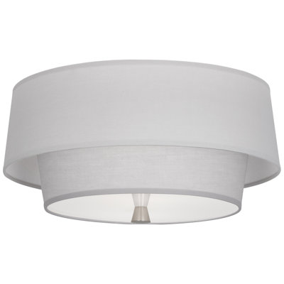 Plafonnier encastré moderne avec abat-jour en tissu | 2 ampoules, 17 pouces de diamètre, idéal pour le salon et la chambre à coucher - Homologué UL