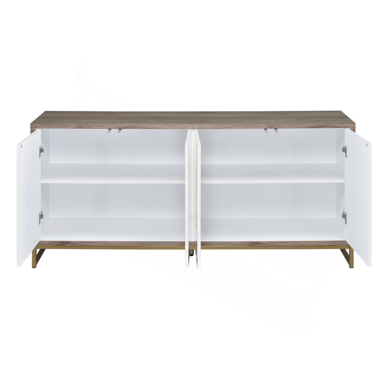 White Marble Paint Finish Console Cabinet