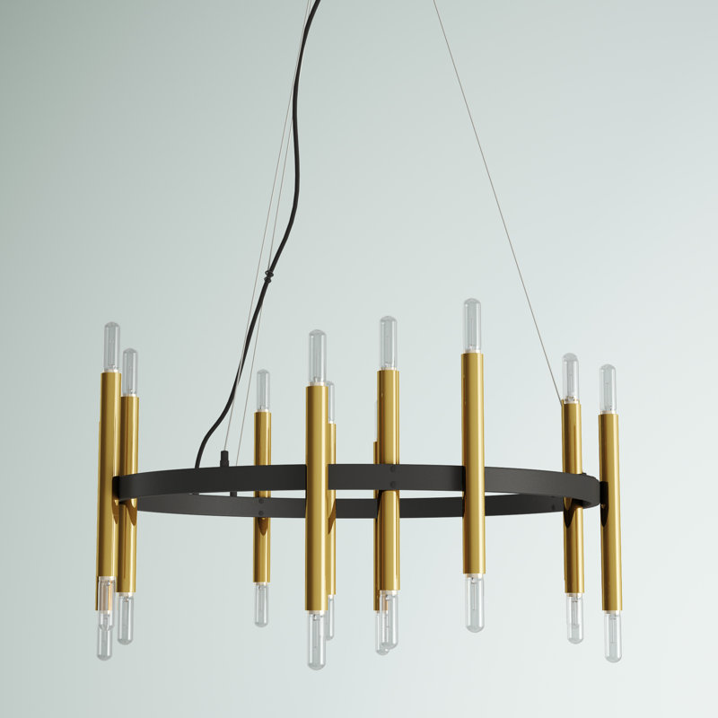 Germaine 24 - Light Dimmable Wagon Wheel Chandelier, Aged Brass