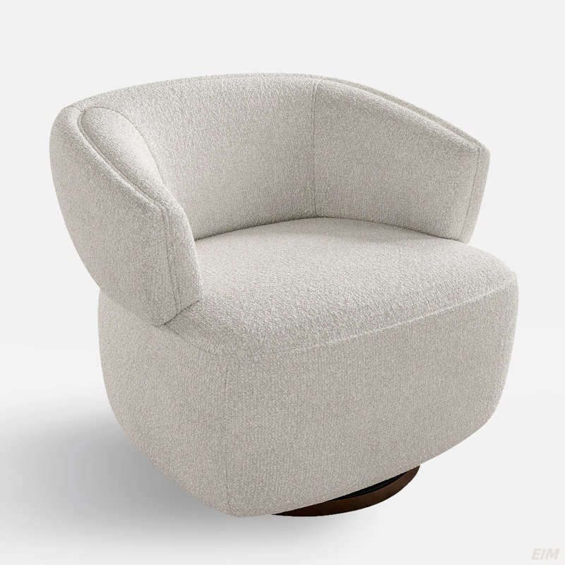 Fauteuil demi-tonneau pivotant, canapé d'appoint entièrement assemblé avec base à 360 degrés, fauteuil de lecture surdimensionné rembourré