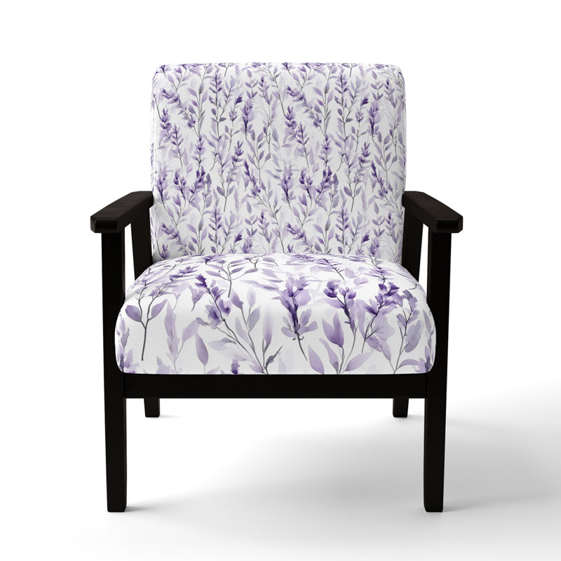 Chaise rembourrée Floral, Accoudoirs carrés noirs