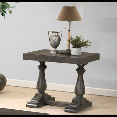 Table de bout en bois transitionnel, table d'appoint de salon en bois massif