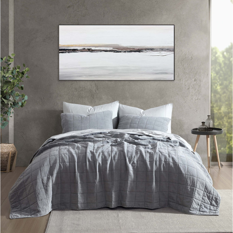 Stonewashed Lyocell Quilt, Coal, King Quilt