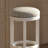 Avery 31In. Bar-Height Wood Backless Barstool With Upholstered Gray Swivel Seat, White Frame