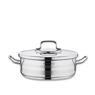 Casserole basse Korkmaz Astra en acier inoxydable avec couvercles en acier inoxydable, Astra, 3,75 pintes