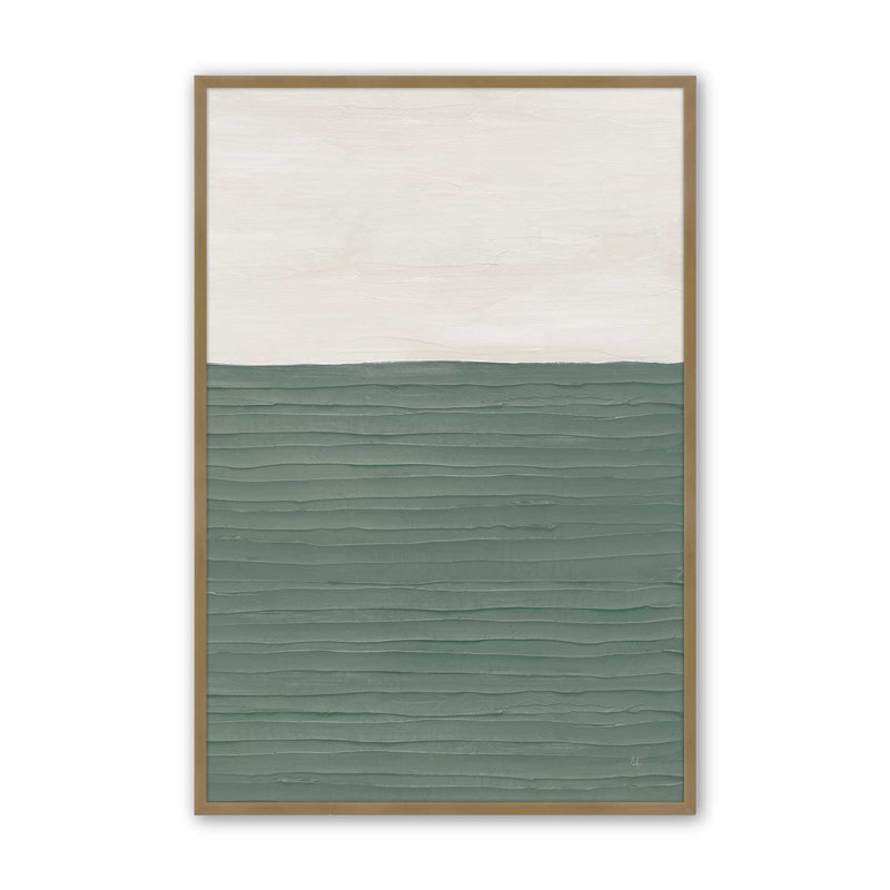 16 "x 16" texturé, échos d'émeraude v2, impression, Cadre doré brossé, H 21,25 po x l 17,25 po x P 1,25 po
