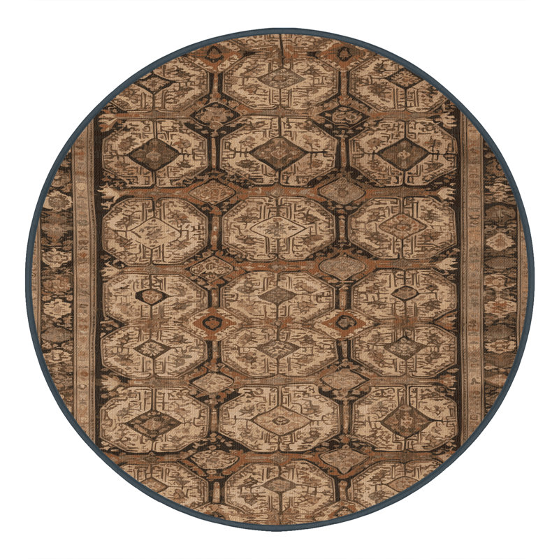 Tapis brun turc lavable à la machine, Rond 6 pi