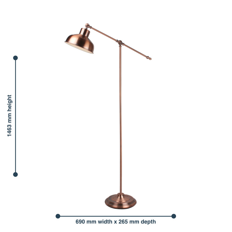 Graddy 146.3cm Task Floor Lamp, Antique Copper