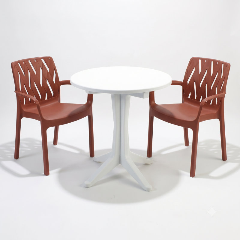 Plastic Patio Dining Set Table,, White