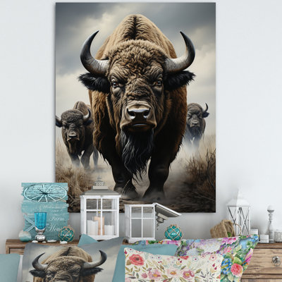 «Bison Guardians Of The», reproduction d'art sur toile