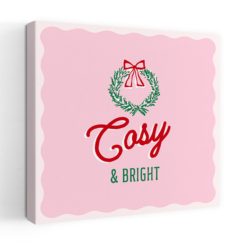 Cozy A Bright Wreath, art mural contemporain d'hiver, H 24 po x l 24 po