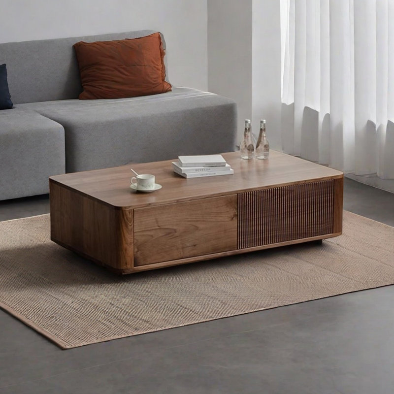 Retro simple solid wood coffee table, 13.77" H x 51.18" L x 27.55" W