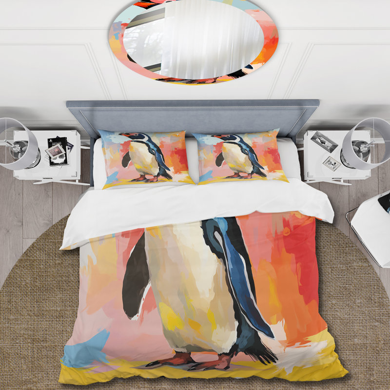 Penguin Parade Charm - Ensemble de housse de couette pingouin, Housse de couette pour très grand lit et 2 très 