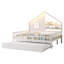 Structure de lit simple en bois avec lit gigogne, tablettes et éclairage pour enfants, blanc-160153170-160153171