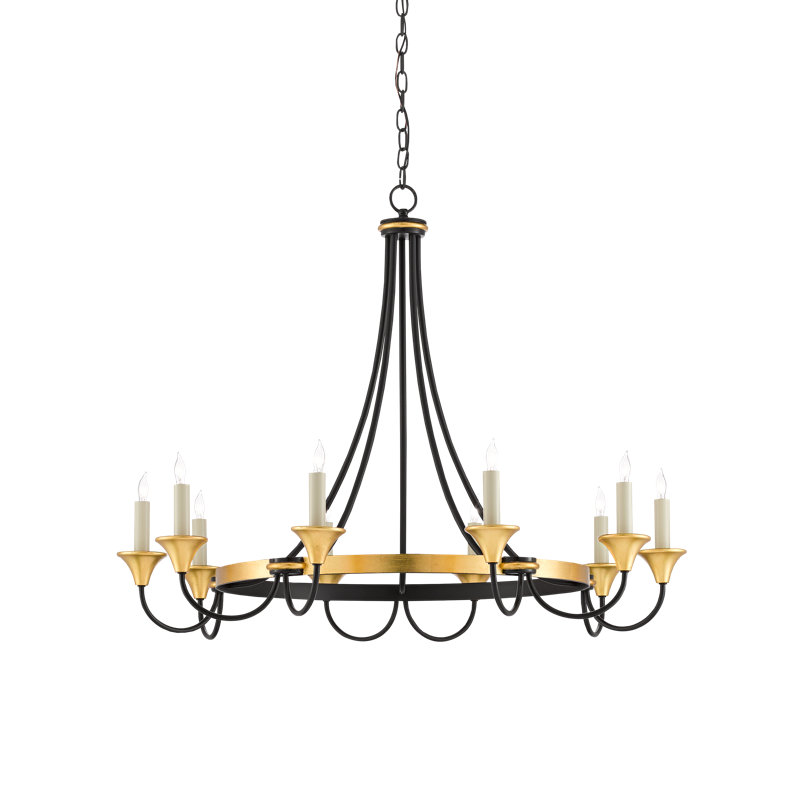 Lustre en roue de chariot à 10 lumières de style bougie Hanlon