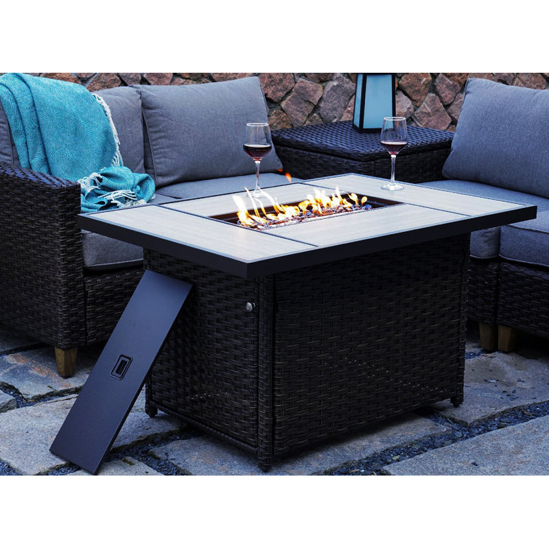 Buthayna Rectangle Iron Propane Smokeless Fire Pit Table