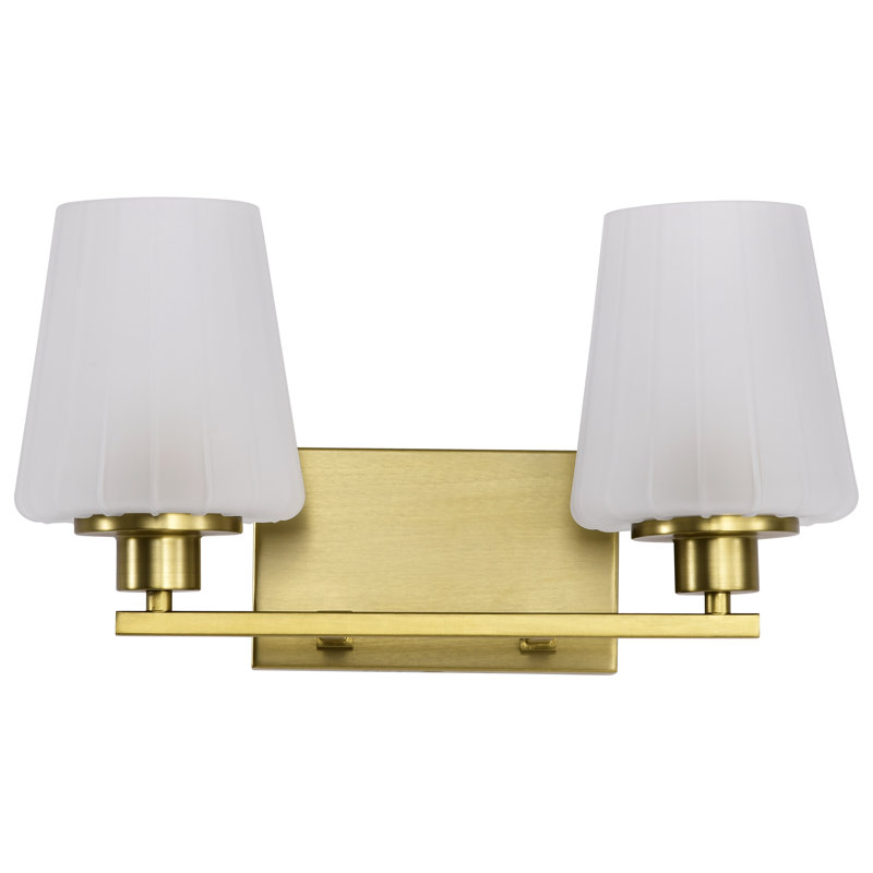 Sroka - Vanity - Etched Glass, Vintage Brass, 16" Width, 2 Lights