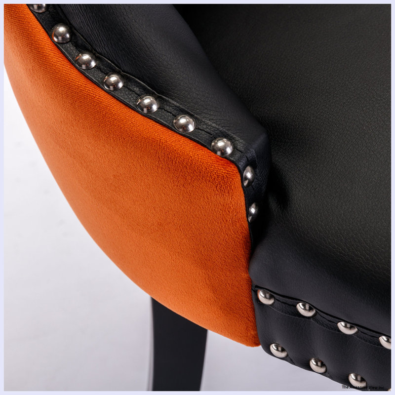 Chaise d'appoint rembourrée Gaudet Fulkerson, Noir / Orange, Noir