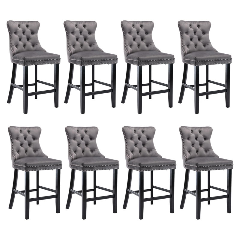 Tabourets de bar rembourrés Modern, Gris, Noir