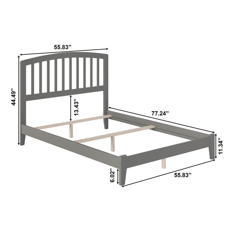  Lit de base en bois massif Richmond, Double, Gris