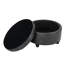 Repose-pieds avec rangement Gery, plateau rond de 25 po, similicuir gris foncé