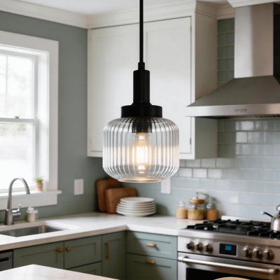 Luminaire suspendu simple avec abat-jour en verre