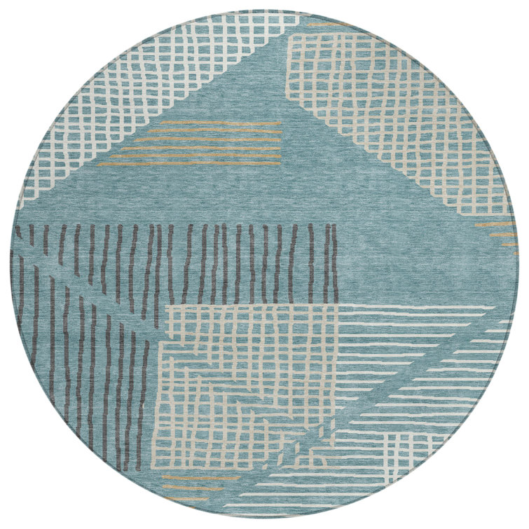 Machine Washable Indoor/Outdoor Hovey ACN2270 Stripes Rug