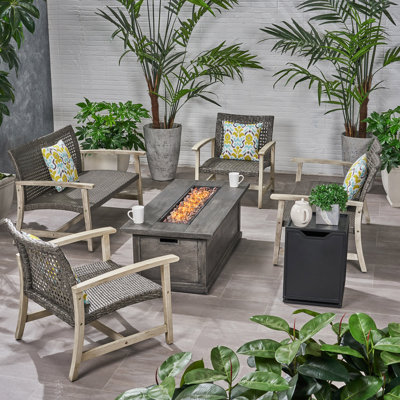Planchette Acacia 6 - Person Patio Conversation Set