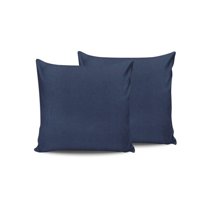 100% Cotton Pillowcase Set (2 Pieces), Dark Blue, 31.5 x 31.5 inches | Soft & Durable Ranforce Fabric, 155 Thread Count | Envelope Closure | Machine Washable at 86°F | Perfect for Comfortable Sleep & Home Decor