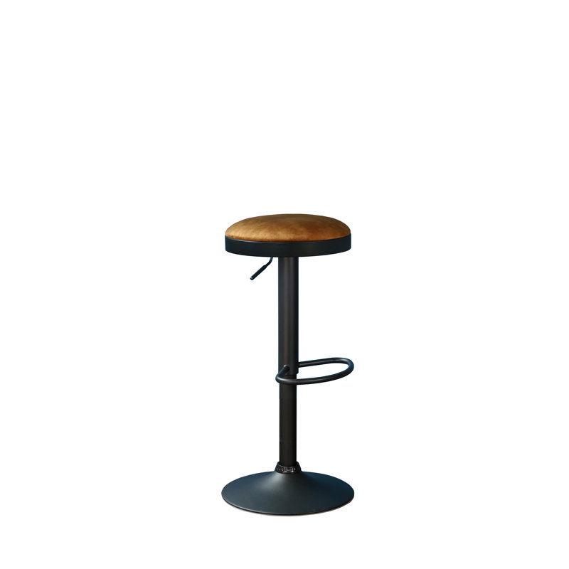 Swivel Upholstered Adjustable Height Counter Stool with Metal Frame, Orange
