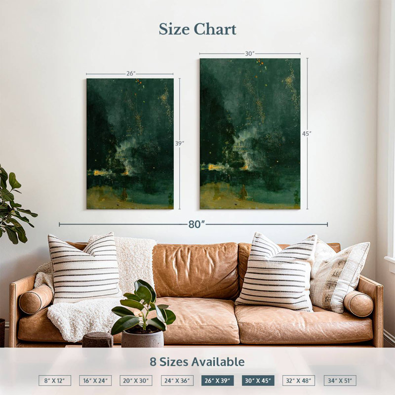 Avery Nocturne In Black And Gold - Falling Rocket, 39" H x 26" W