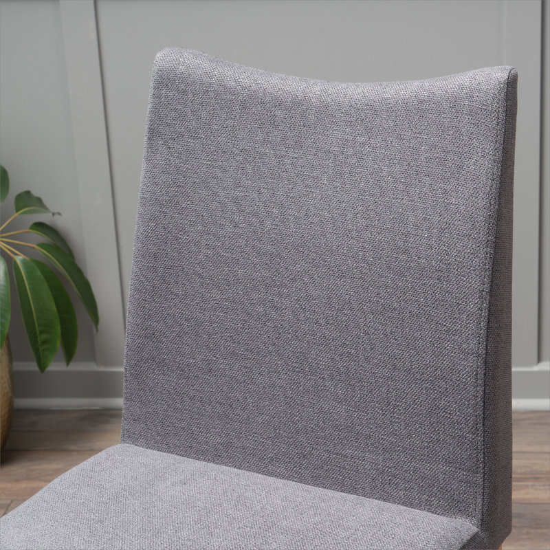 20'' H Fabric Upholstered Side Chair, Dark Gray, Oak, 2
