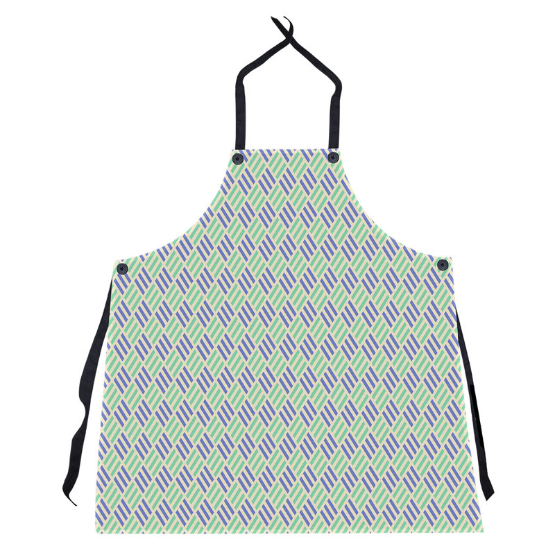 Tablier à carreaux à rayures, Jaune-vert / bleu