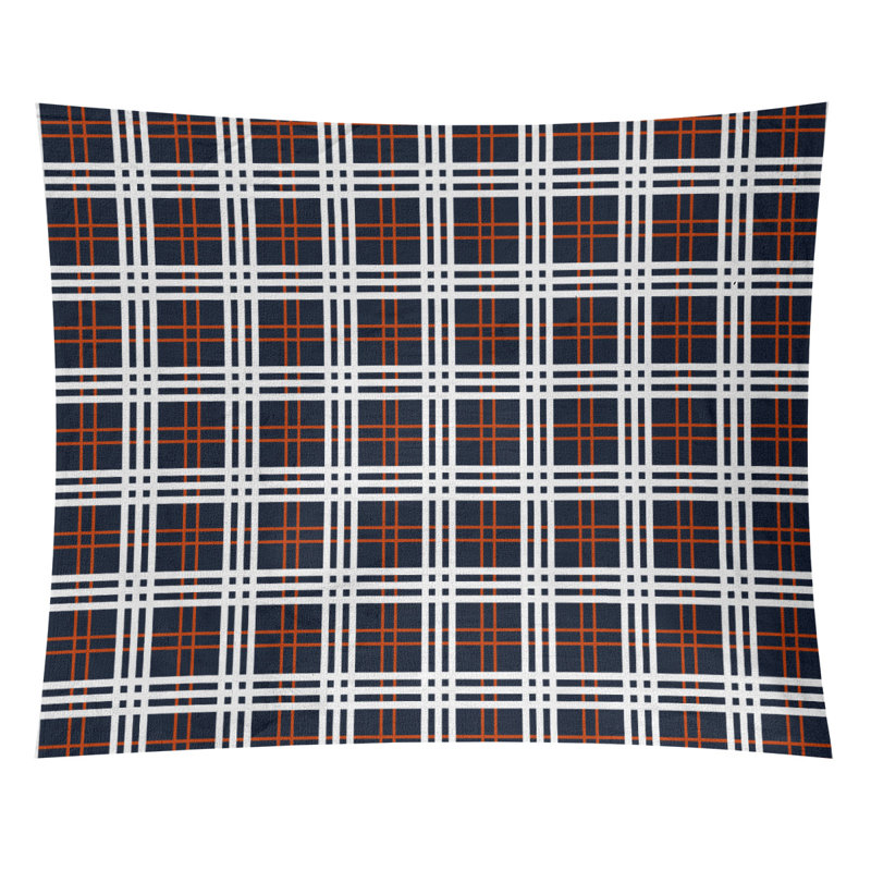 Tapisserie de luxe en microfibre New England, H 51 po x l 60 po, Dark Navy/Orange/White