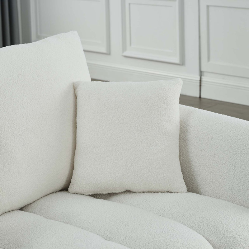 Canapé surdimensionné 79,5 po 3 places rembourré Teddy, Velours beige, H 32 po x l 82 po x P 36 po