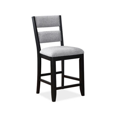 Black Back Counter Height Dining Chair With Upholstered Seat And In Grey For Elegant Room Modern Home