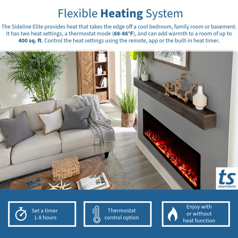 Sideline Elite Smart Electric Fireplace, 19.25" H x 59.75" W x 5.5" D