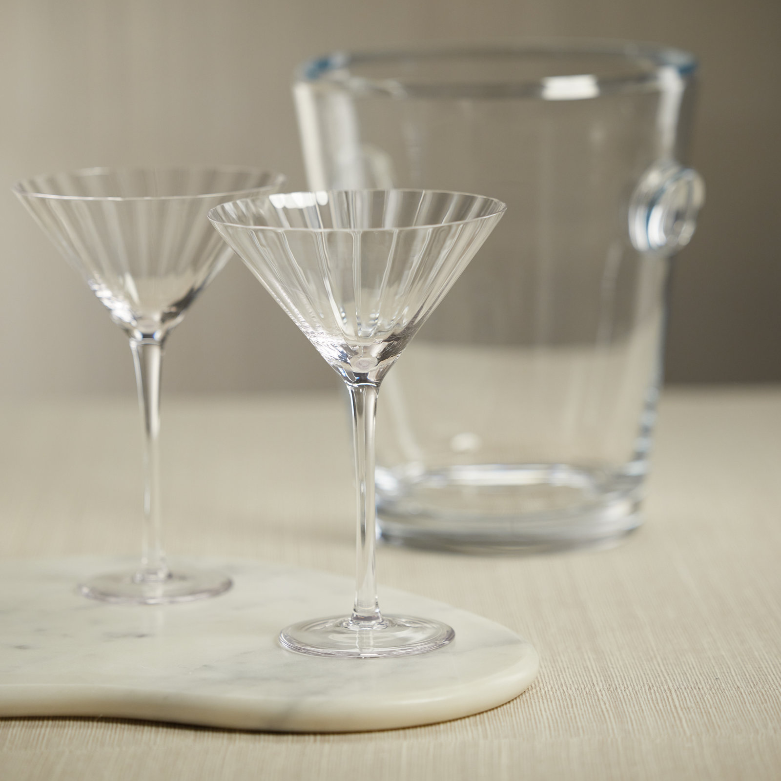 Boulder Ribbed Martini Glass, Clear